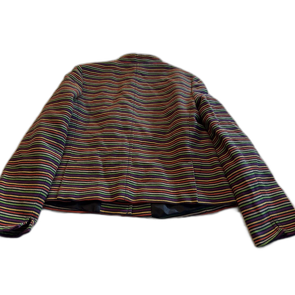 Talbot's Multicolor striped Long Sleeve Button Front Mandarin Collar Blazer 12